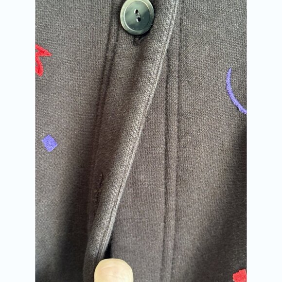 Talbots Holiday Cardigan Women’s Large Black Embroidered Festive Ugly Christmas - Picture 6 of 11